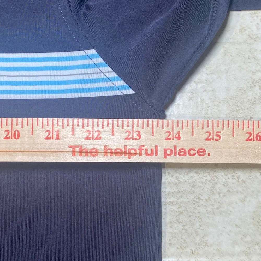 FootJoy Mens ProDry Golf Polo Shirt Navy Blue Striped Performance Size Large - Picture 6 of 7